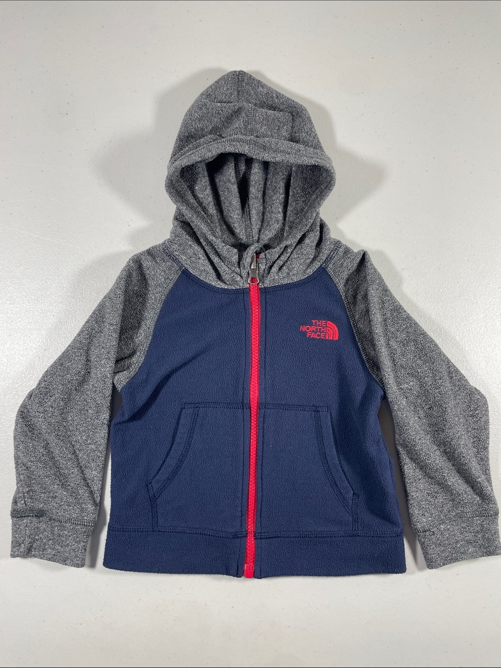 The North Face Toddler Boys Glacier Full-Zip Fleece Hoodie Jacket Navy Grey 2T